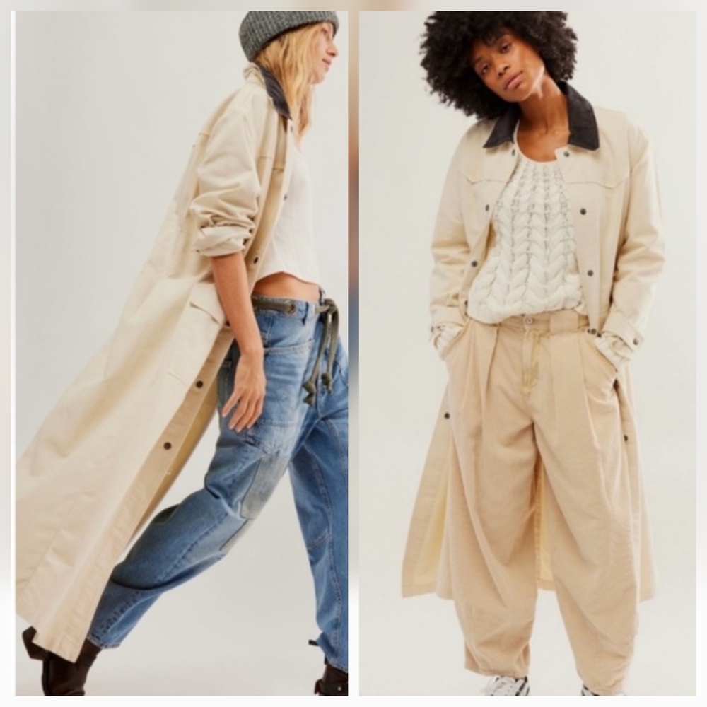 FREE PEOPLE HUNTER DUSTER MAXI LENGTH CREME XL - Picture 2 of 13